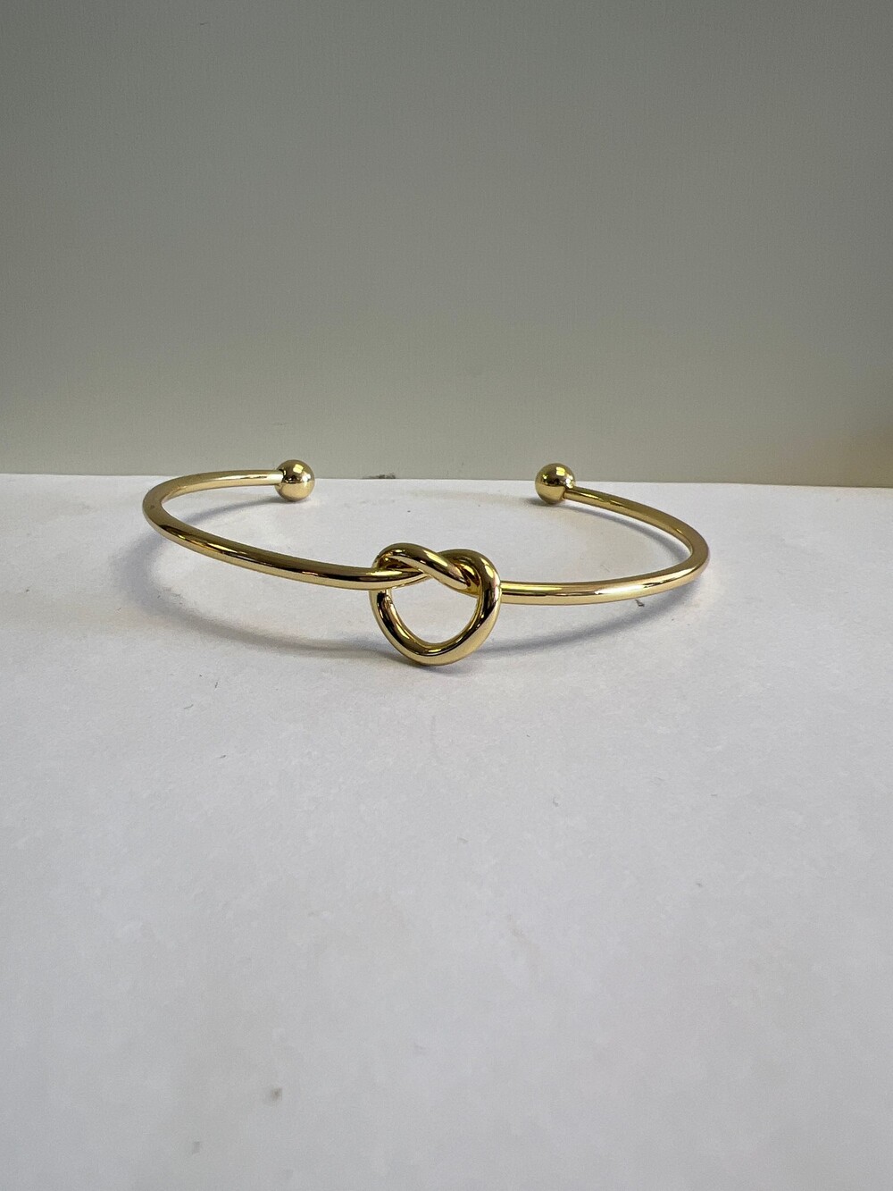 Gold-Tone Open Cuff Bracelet with Knot Detail Minimalist Fashion Bracelet